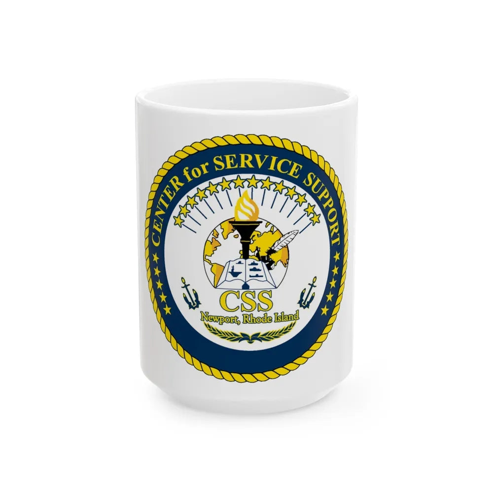 Center for Service Support Newport RI (U.S. Navy) White Coffee Mug-15oz-Go Mug Yourself