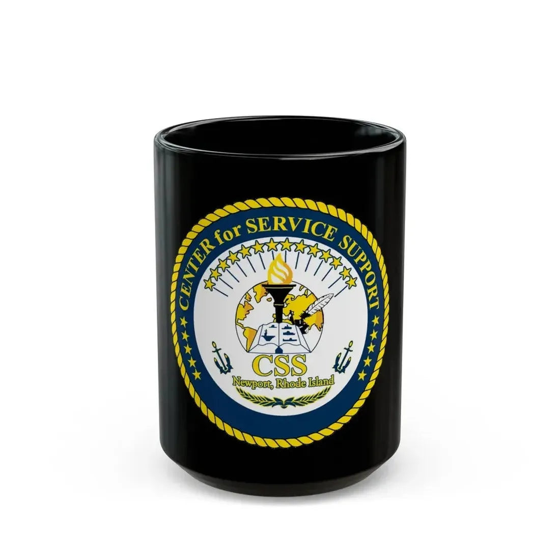 Center for Service Support Newport RI (U.S. Navy) Black Coffee Mug 15oz - Go Mug Yourself
