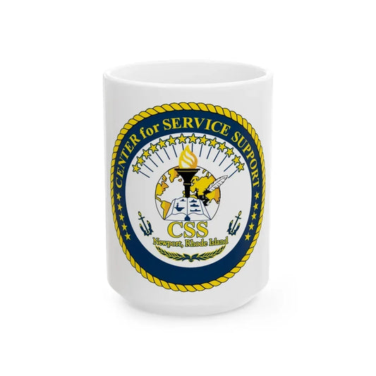 Center for Service Support Newport RI (U.S. Navy) White Coffee Mug 15oz - Go Mug Yourself