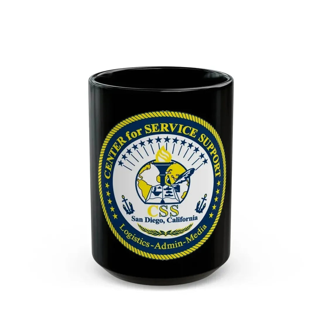 Center for Service Support San DiegoCA CSS (U.S. Navy) Black Coffee Mug 15oz - Go Mug Yourself
