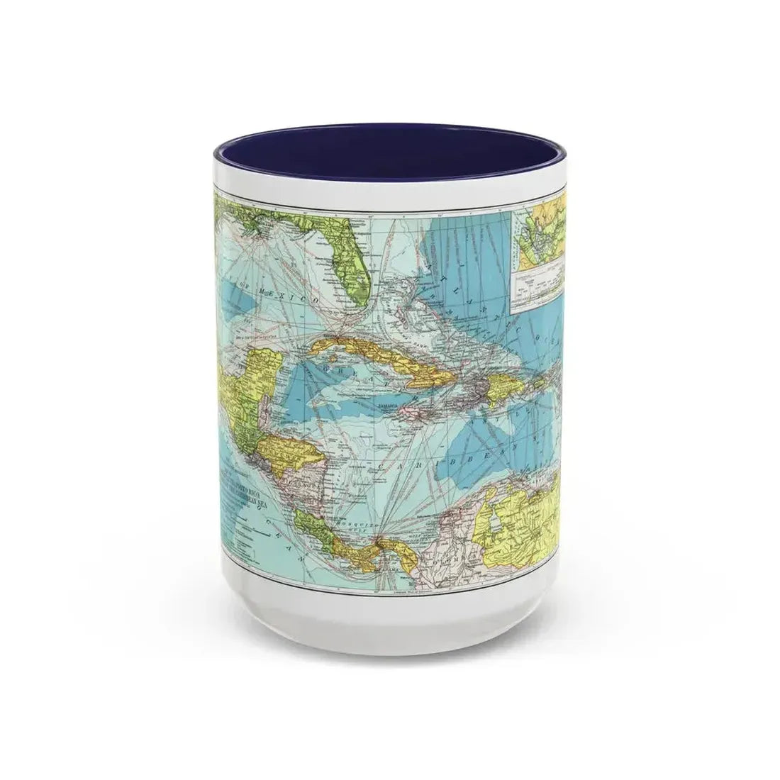 Central America (1913) (Map) Accent Coffee Mug 15oz Navy - Go Mug Yourself