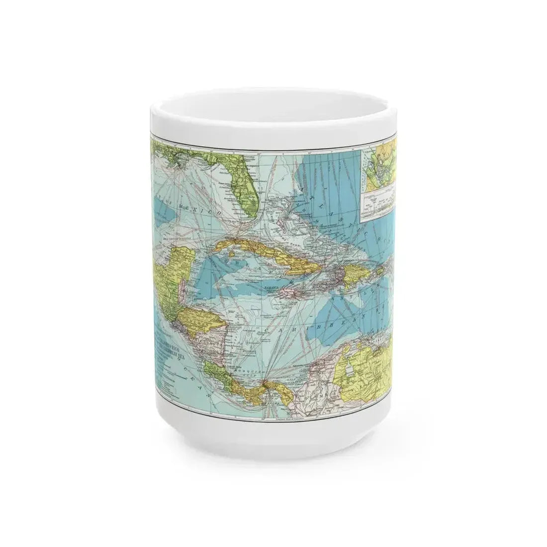 Central America (1913) (Map) White Coffee Mug 15oz - Go Mug Yourself