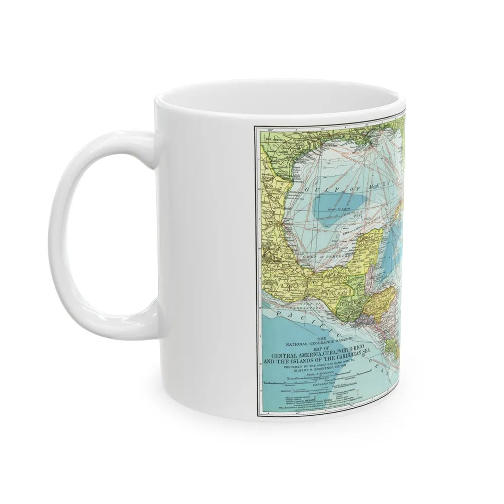 Central America (1913) (Map) White Coffee Mug-Go Mug Yourself