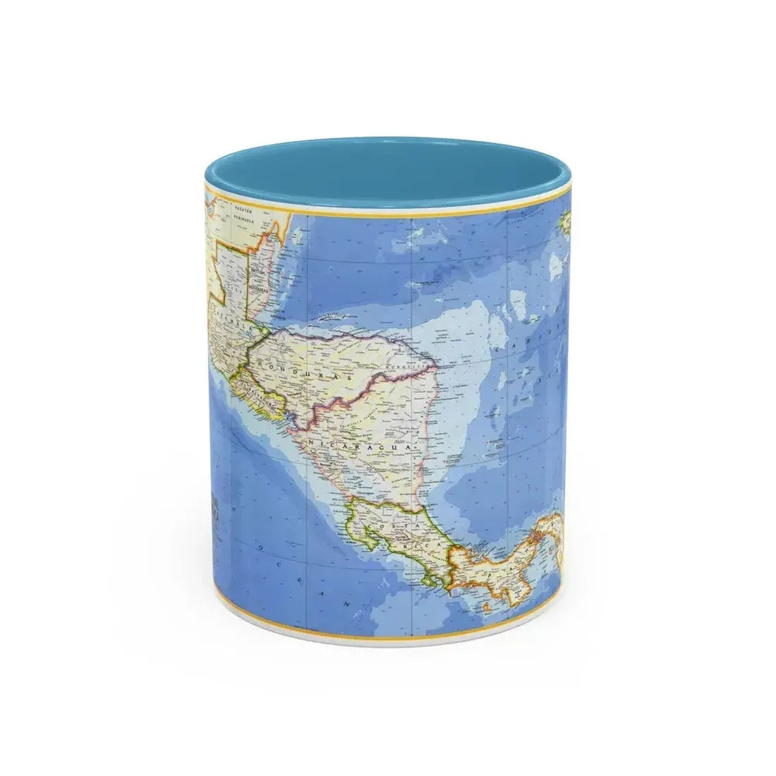 Central America (1973) (Map) Accent Coffee Mug 11oz Light Blue - Go Mug Yourself