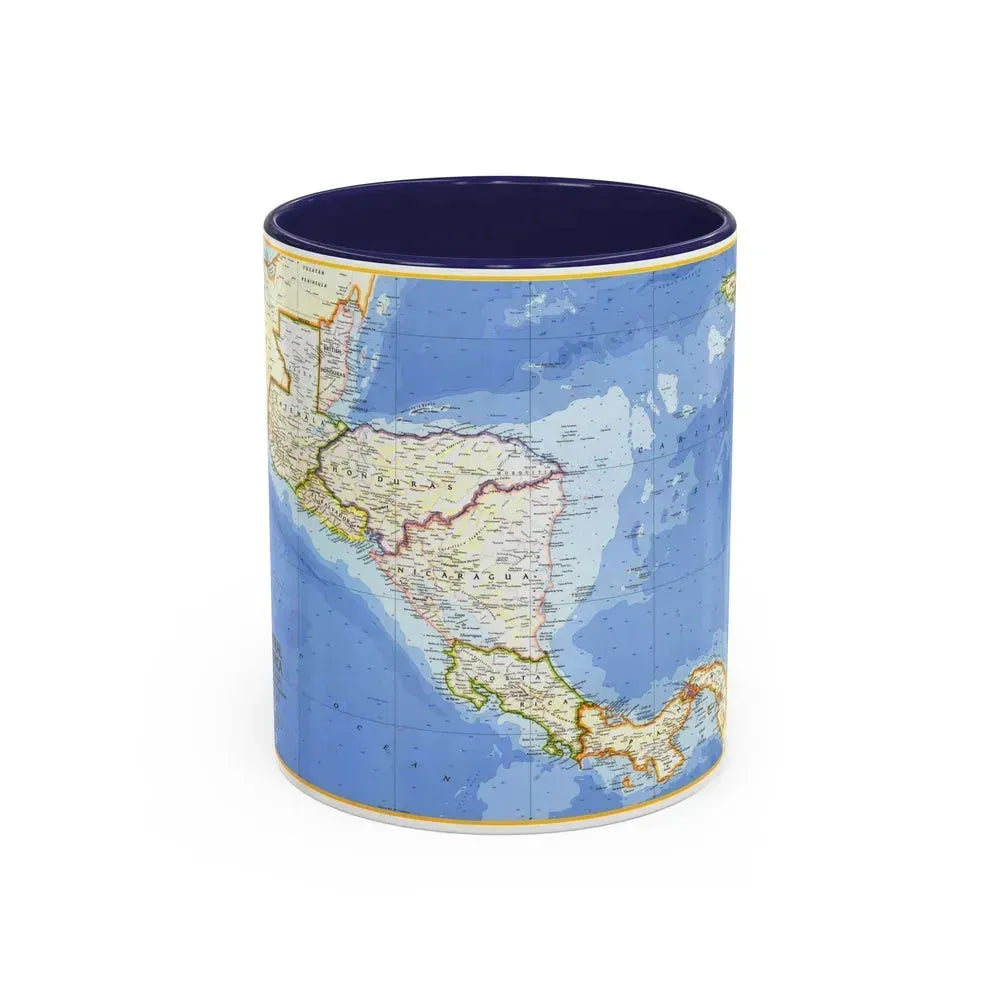 Central America (1973) (Map) Accent Coffee Mug 11oz Navy - Go Mug Yourself
