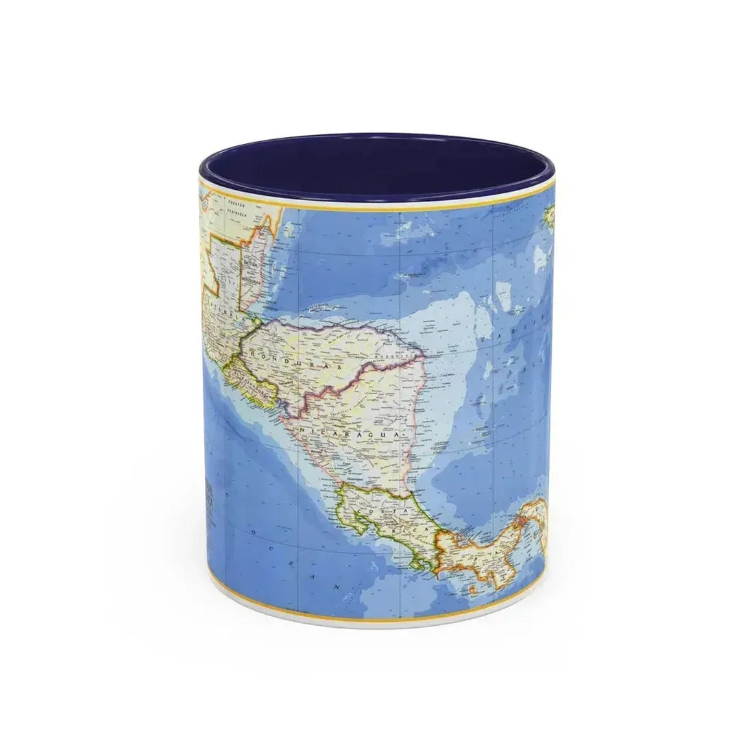Central America (1973) (Map) Accent Coffee Mug 11oz Navy - Go Mug Yourself
