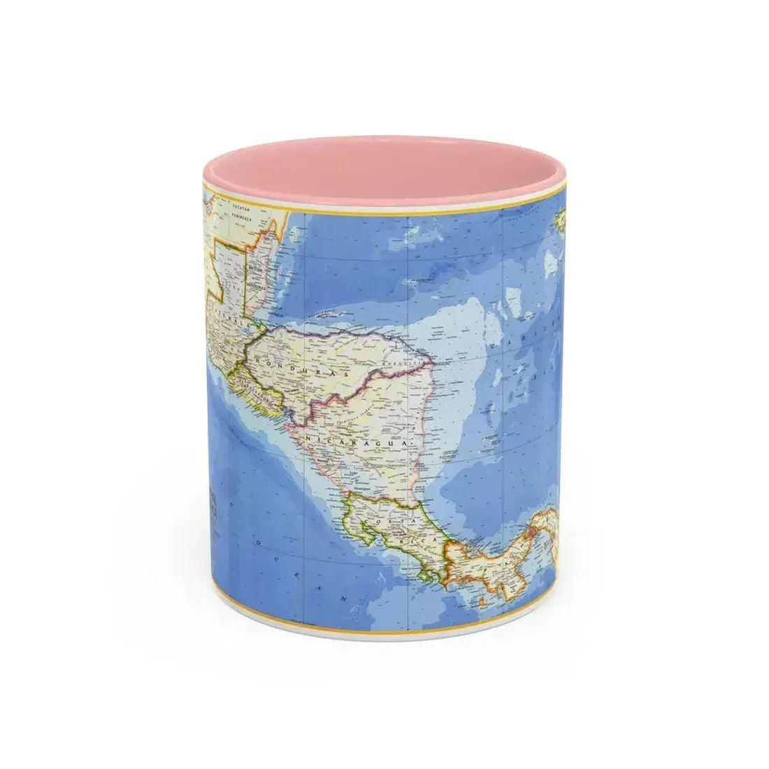 Central America (1973) (Map) Accent Coffee Mug 11oz Pink - Go Mug Yourself