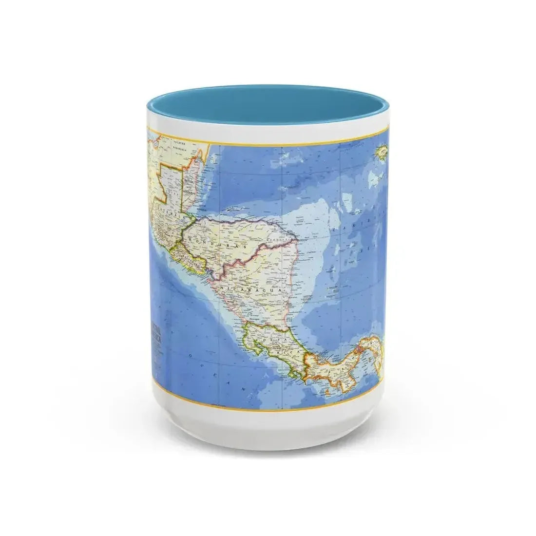 Central America (1973) (Map) Accent Coffee Mug 15oz Light Blue - Go Mug Yourself