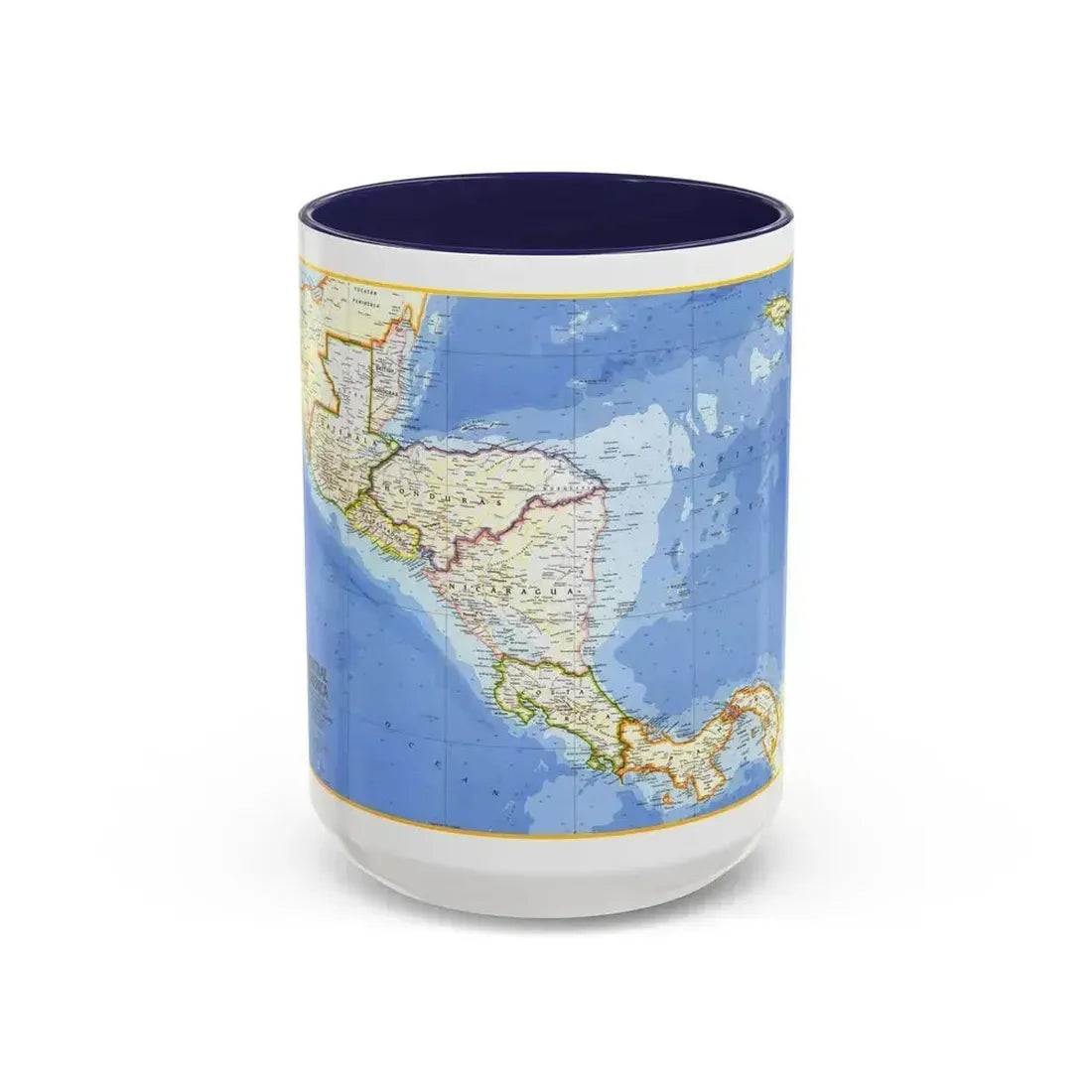 Central America (1973) (Map) Accent Coffee Mug 15oz Navy - Go Mug Yourself