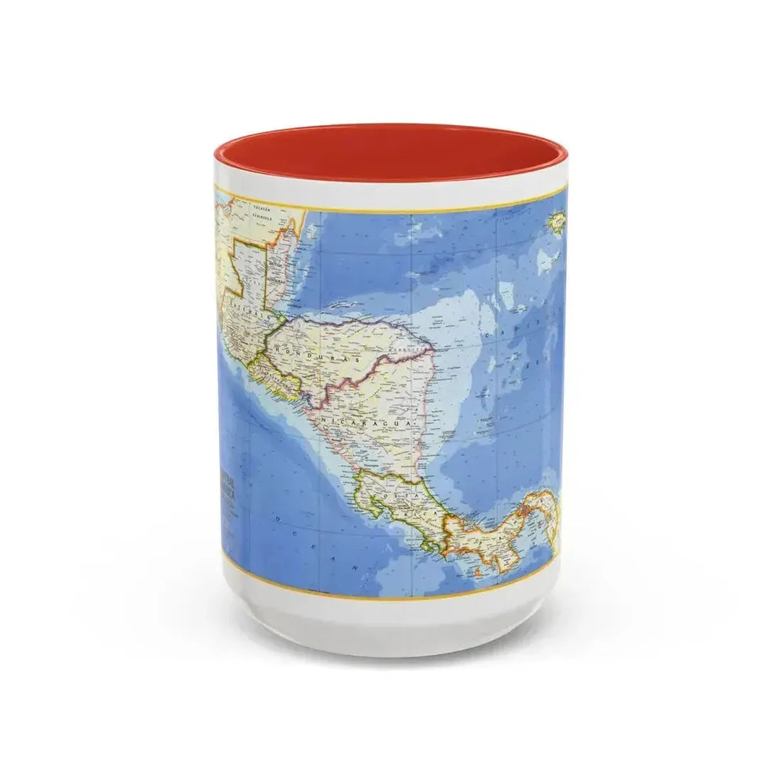 Central America (1973) (Map) Accent Coffee Mug 15oz Red - Go Mug Yourself