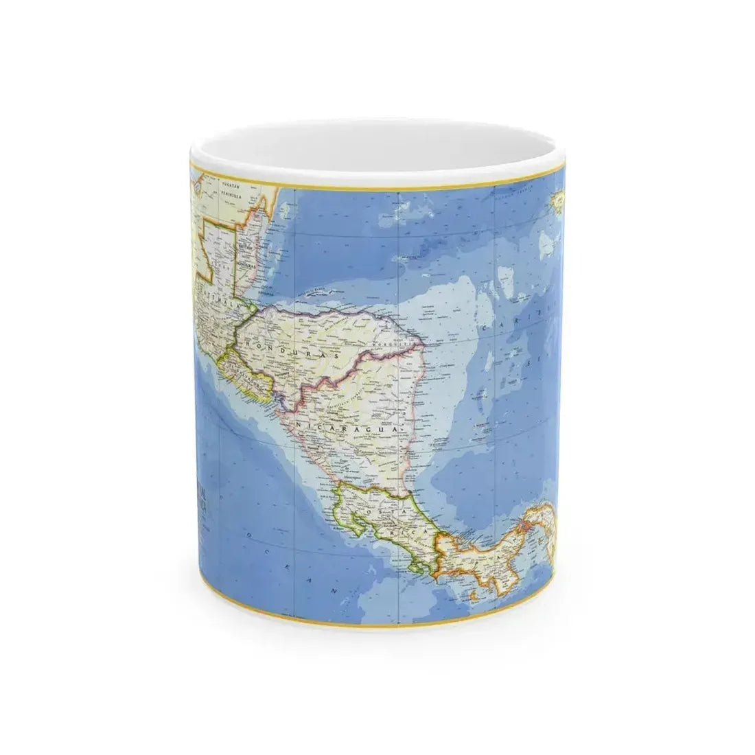 Central America (1973) (Map) White Coffee Mug 11oz - Go Mug Yourself