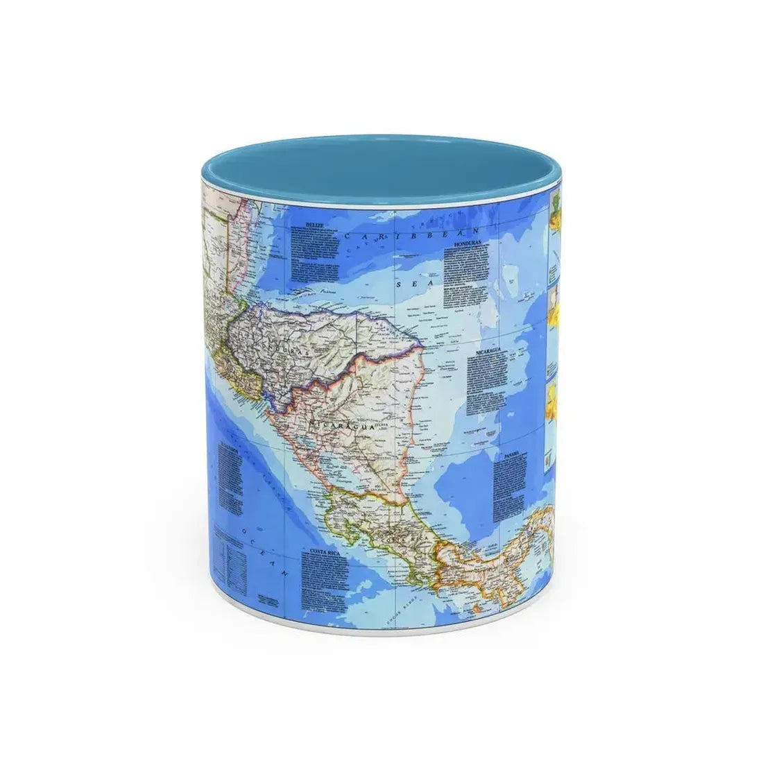 Central America (1986) (Map) Accent Coffee Mug 11oz Light Blue - Go Mug Yourself