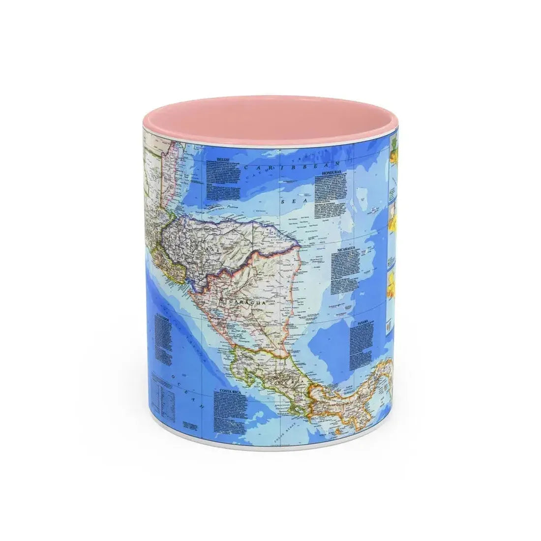 Central America (1986) (Map) Accent Coffee Mug 11oz Pink - Go Mug Yourself