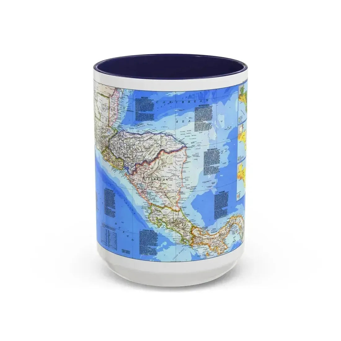 Central America (1986) (Map) Accent Coffee Mug 15oz Navy - Go Mug Yourself