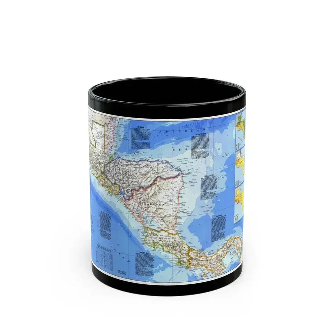 Central America (1986) (Map) Black Coffee Mug 11oz - Go Mug Yourself