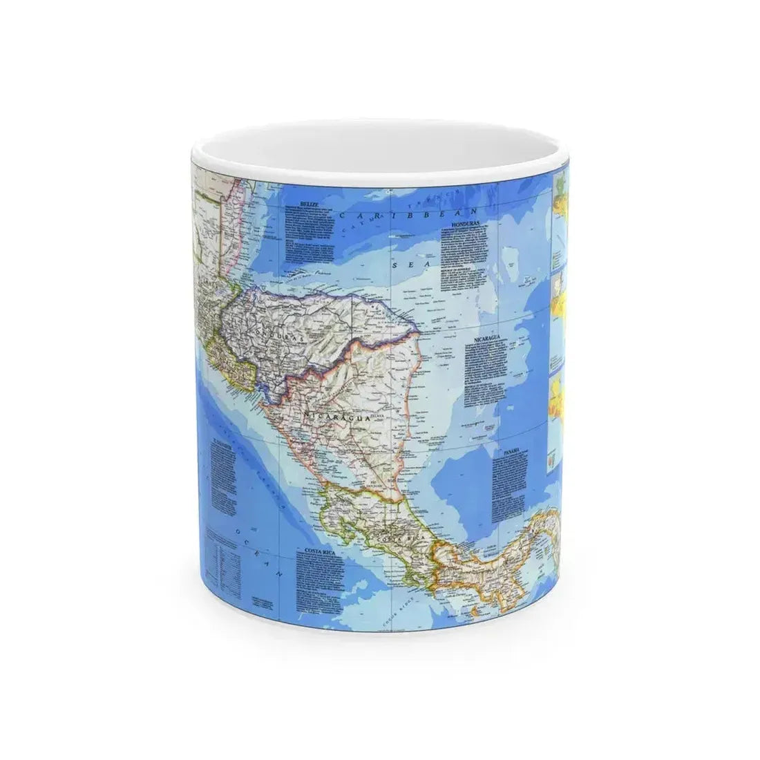 Central America (1986) (Map) White Coffee Mug 11oz - Go Mug Yourself