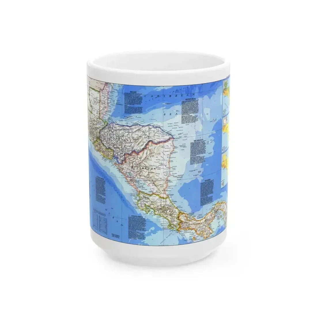 Central America (1986) (Map) White Coffee Mug 15oz - Go Mug Yourself