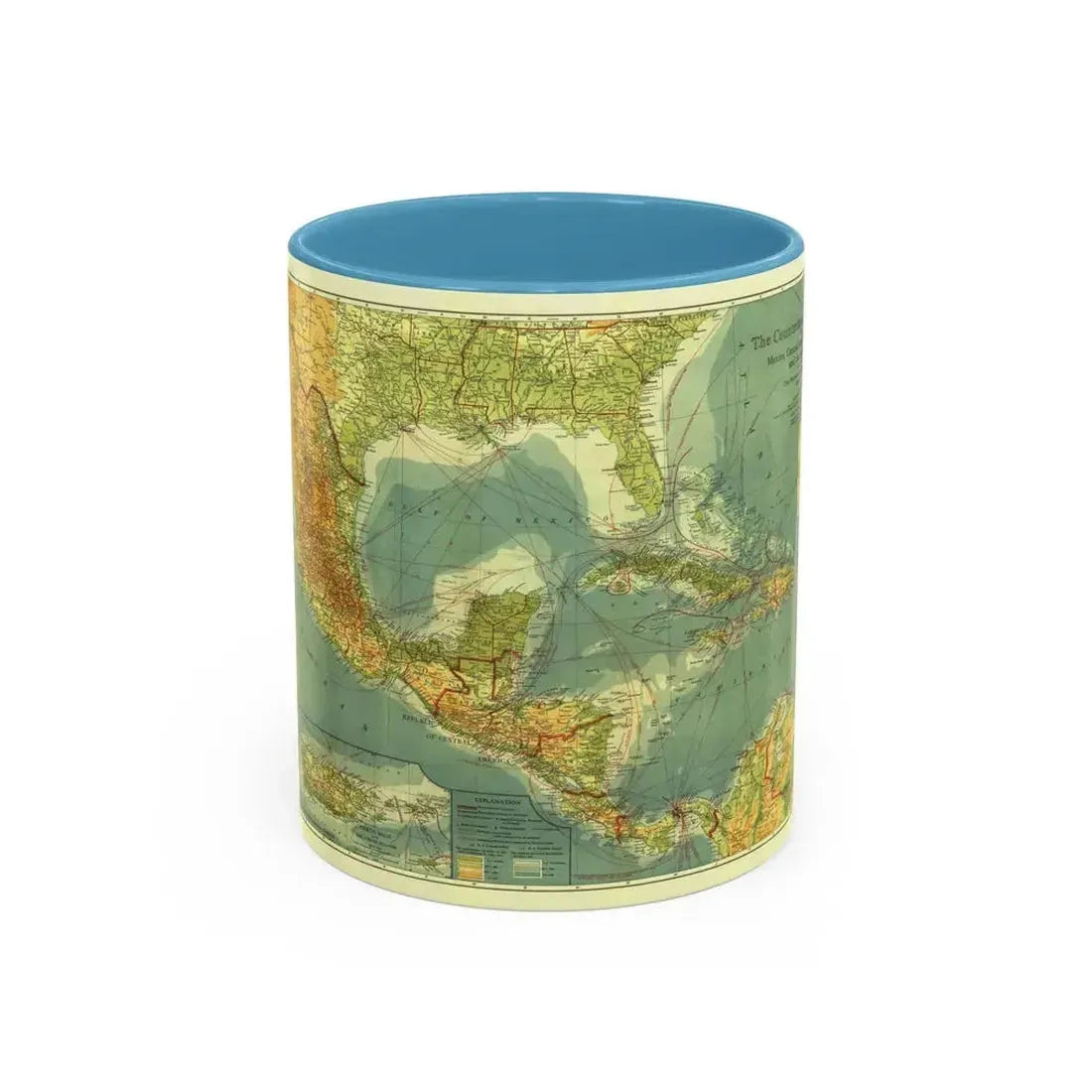 Central America and the West Indies (1922) (Map) Accent Coffee Mug 11oz Light Blue - Go Mug Yourself