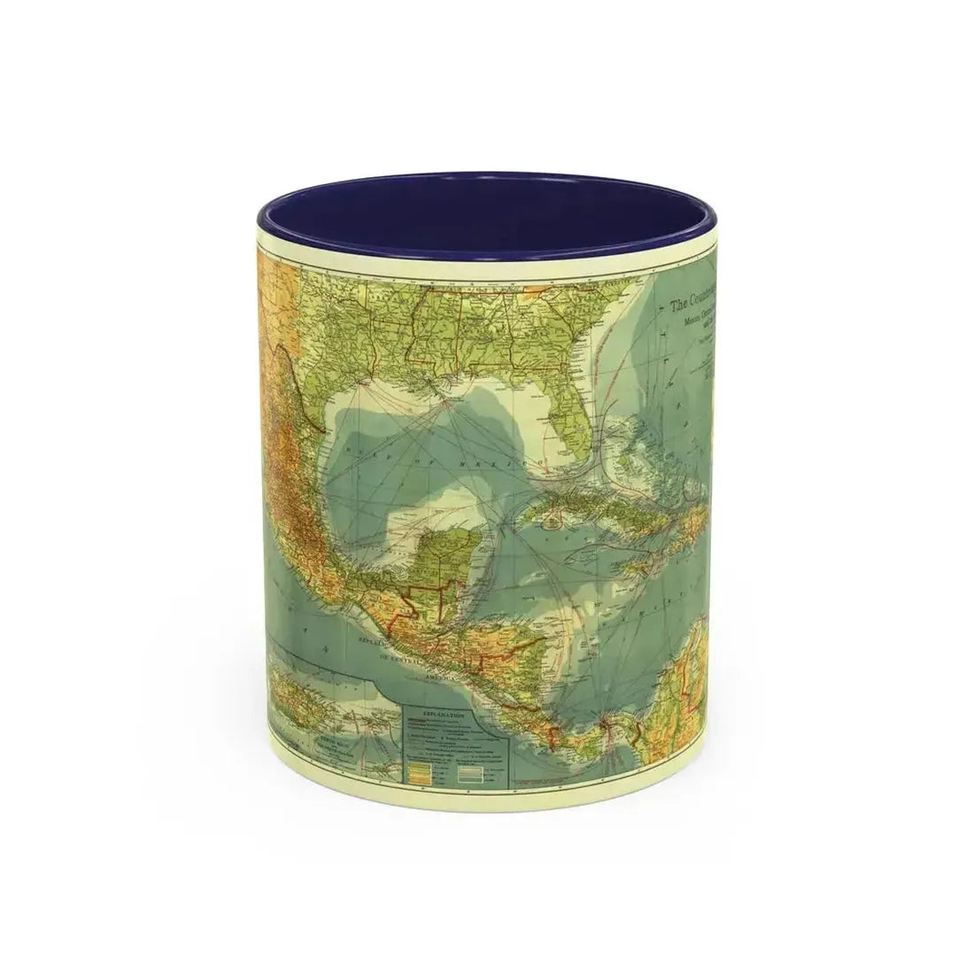 Central America and the West Indies (1922) (Map) Accent Coffee Mug 11oz Navy - Go Mug Yourself