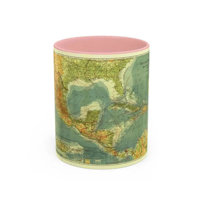 Central America and the West Indies (1922) (Map) Accent Coffee Mug 11oz Pink - Go Mug Yourself