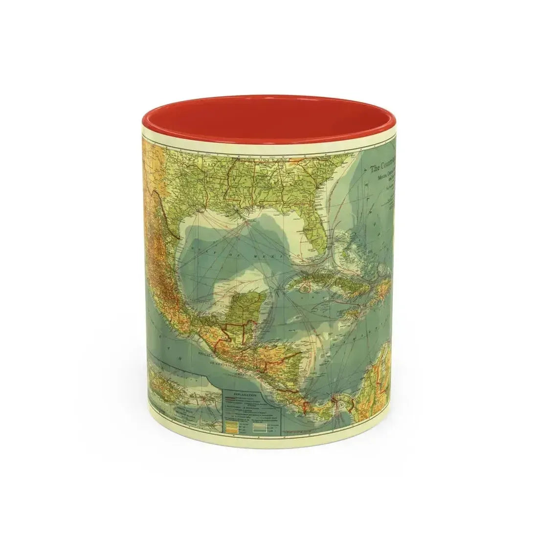 Central America and the West Indies (1922) (Map) Accent Coffee Mug 11oz Red - Go Mug Yourself