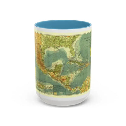 Central America and the West Indies (1922) (Map) Accent Coffee Mug 15oz Light Blue - Go Mug Yourself