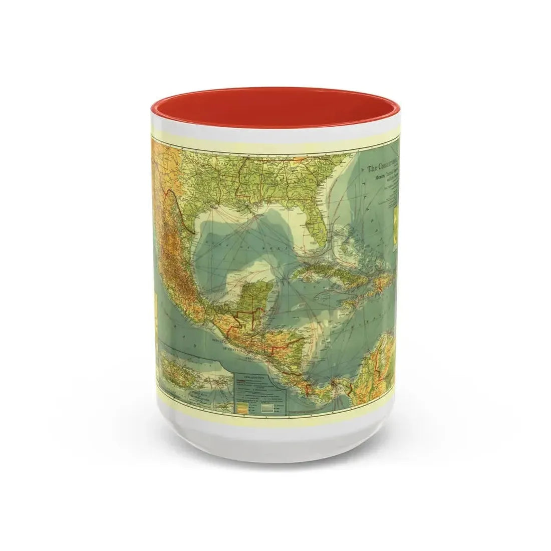 Central America and the West Indies (1922) (Map) Accent Coffee Mug 15oz Red - Go Mug Yourself