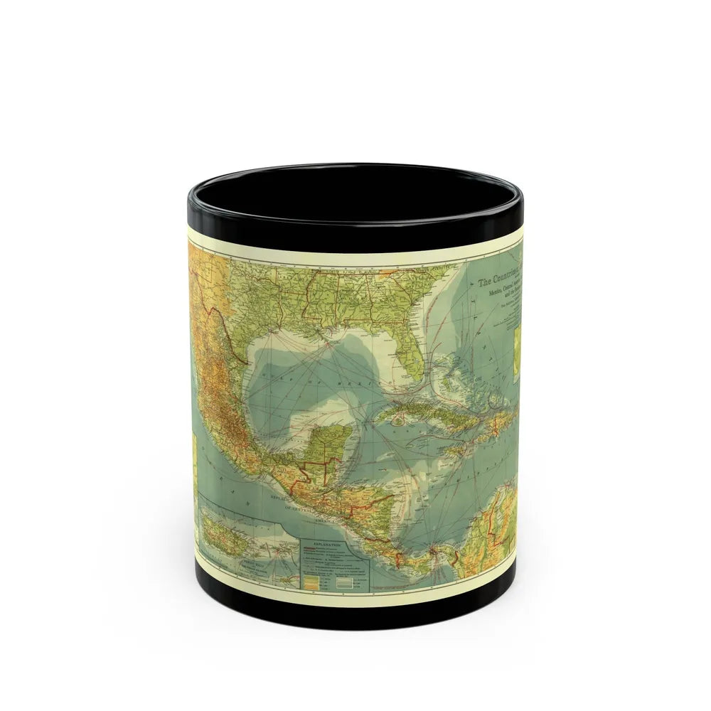 Central America and the West Indies (1922) (Map) Black Coffee Mug-11oz-Go Mug Yourself