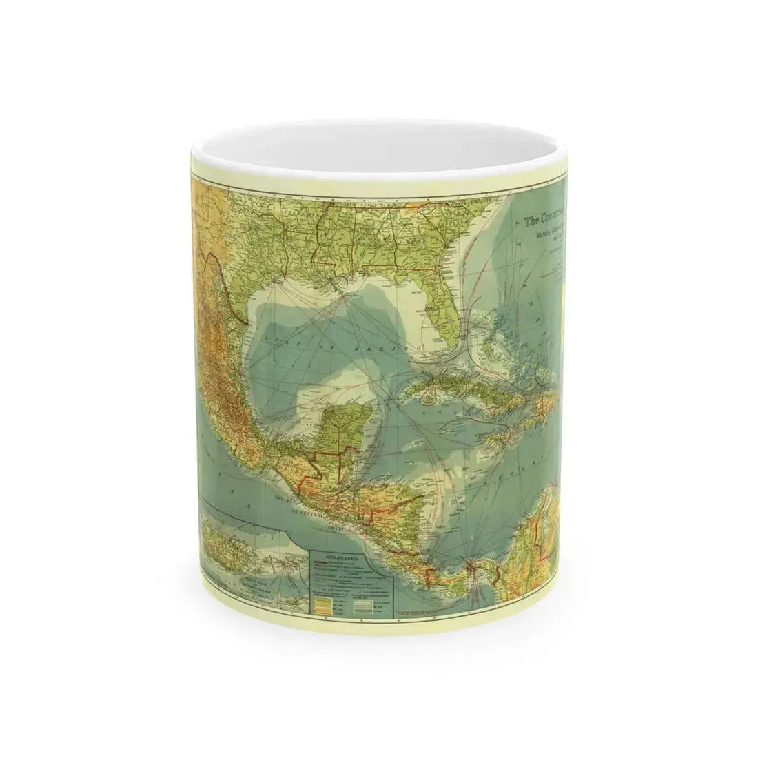Central America and the West Indies (1922) (Map) White Coffee Mug 11oz - Go Mug Yourself
