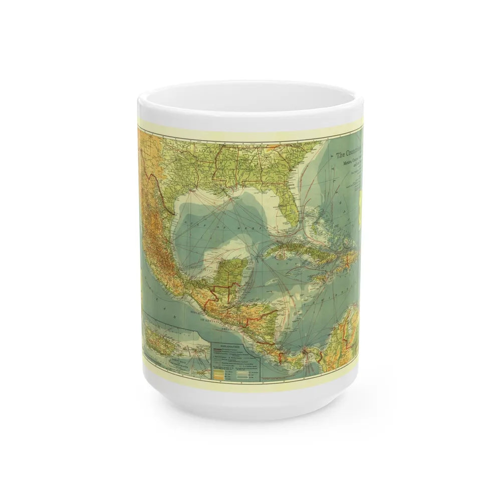 Central America and the West Indies (1922) (Map) White Coffee Mug-15oz-Go Mug Yourself