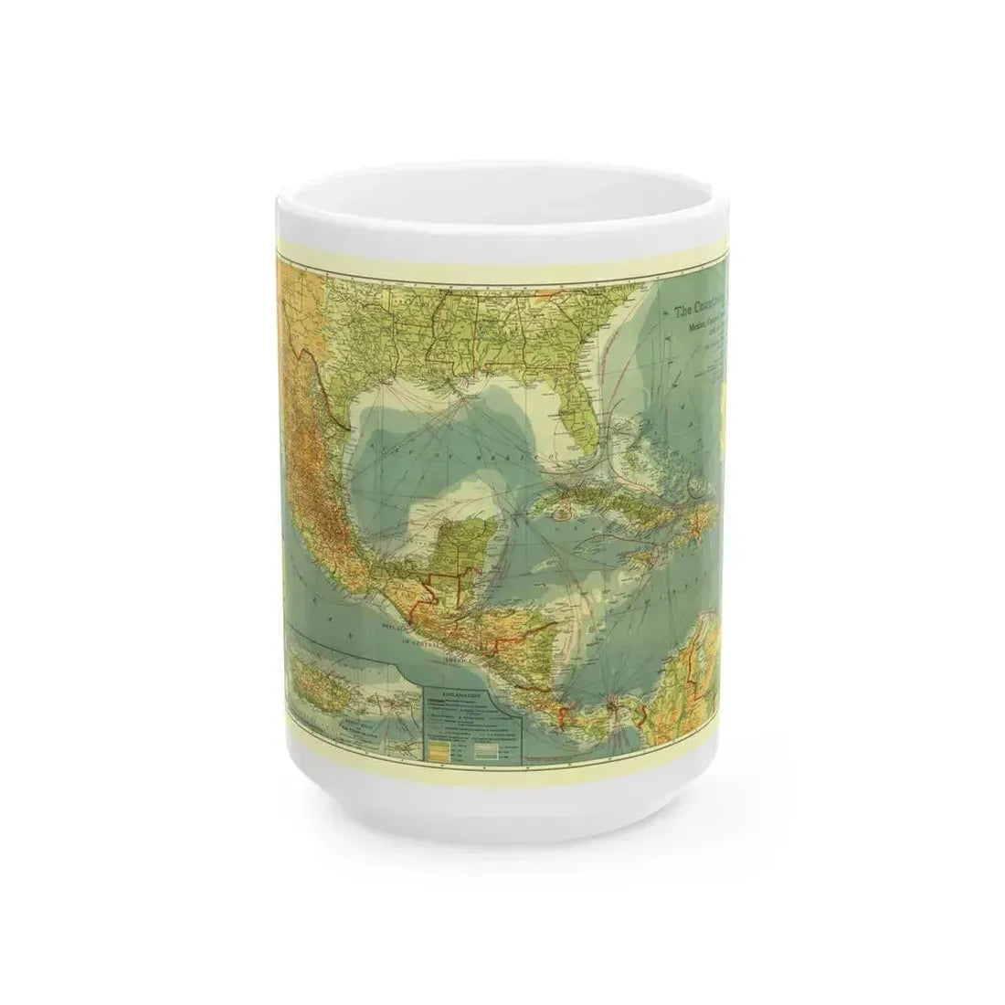 Central America and the West Indies (1922) (Map) White Coffee Mug 15oz - Go Mug Yourself