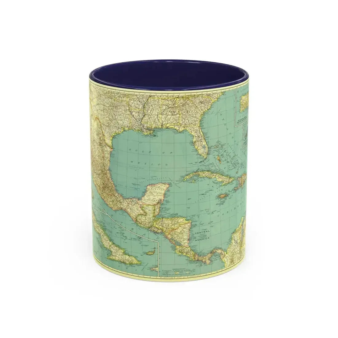 Central America and the West Indies (1934) (Map) Accent Coffee Mug 11oz Navy - Go Mug Yourself
