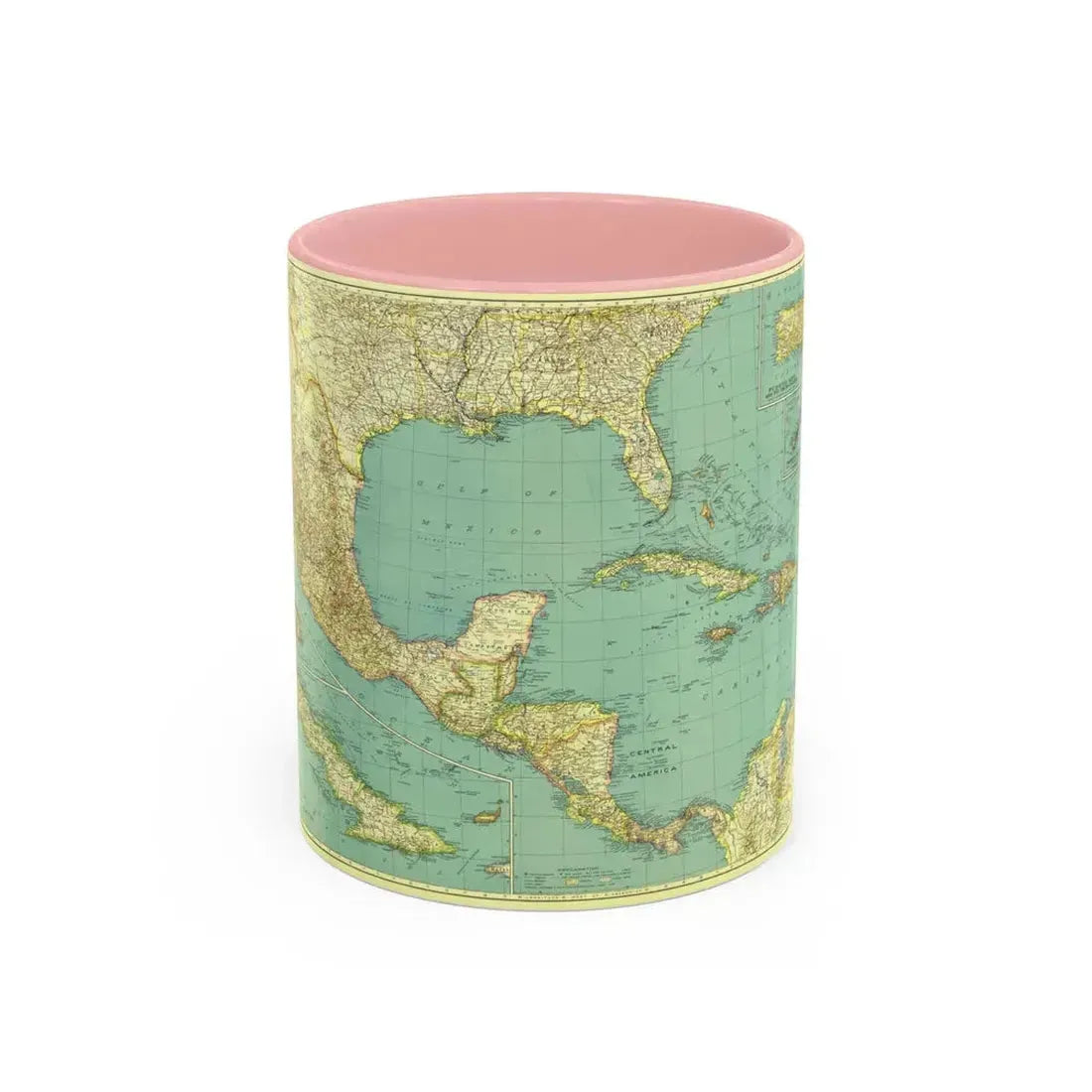 Central America and the West Indies (1934) (Map) Accent Coffee Mug 11oz Pink - Go Mug Yourself