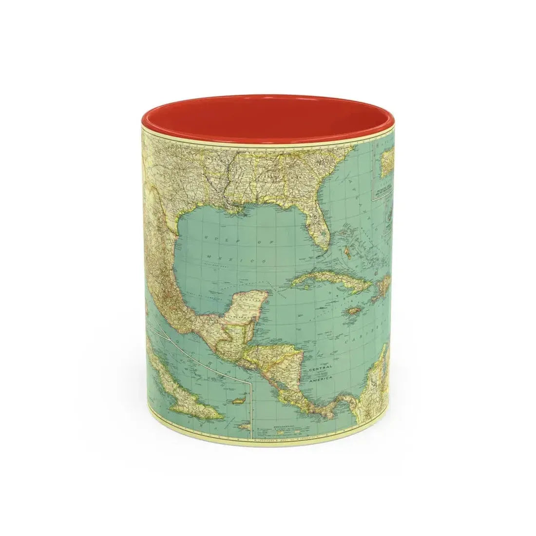 Central America and the West Indies (1934) (Map) Accent Coffee Mug 11oz Red - Go Mug Yourself