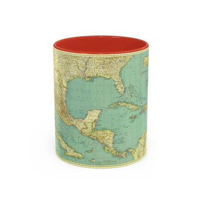 Central America and the West Indies (1934) (Map) Accent Coffee Mug 11oz Red - Go Mug Yourself