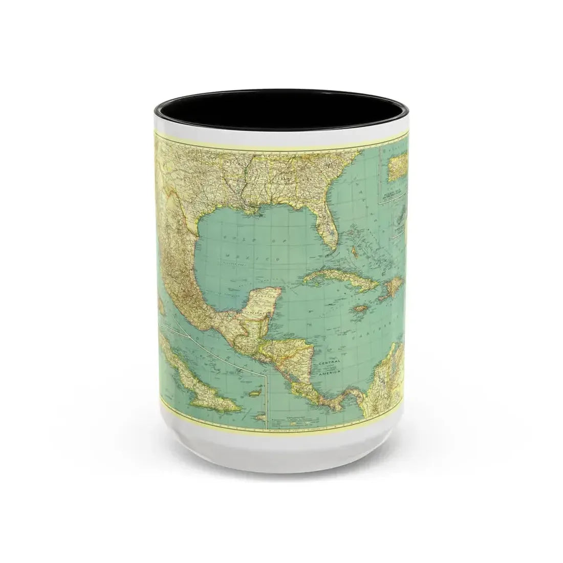 Central America and the West Indies (1934) (Map) Accent Coffee Mug 15oz Black - Go Mug Yourself