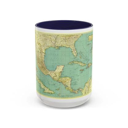 Central America and the West Indies (1934) (Map) Accent Coffee Mug 15oz Navy - Go Mug Yourself