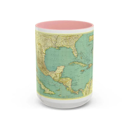 Central America and the West Indies (1934) (Map) Accent Coffee Mug 15oz Pink - Go Mug Yourself