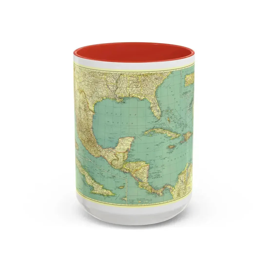 Central America and the West Indies (1934) (Map) Accent Coffee Mug 15oz Red - Go Mug Yourself