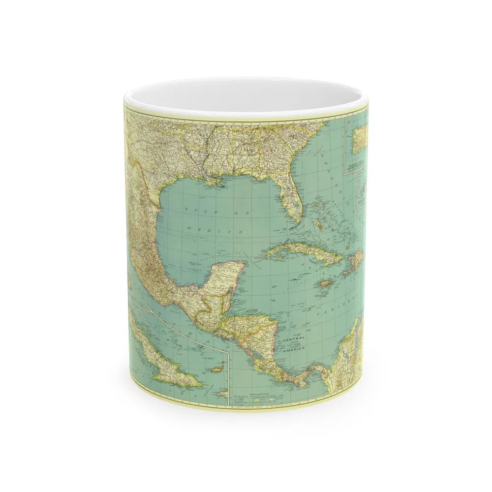 Central America and the West Indies (1934) (Map) White Coffee Mug-11oz-Go Mug Yourself