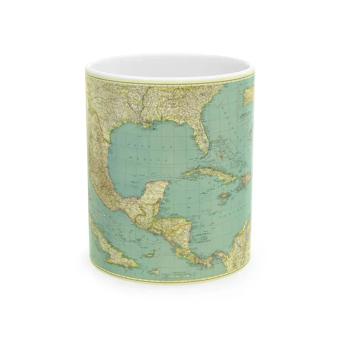 Central America and the West Indies (1934) (Map) White Coffee Mug 11oz - Go Mug Yourself
