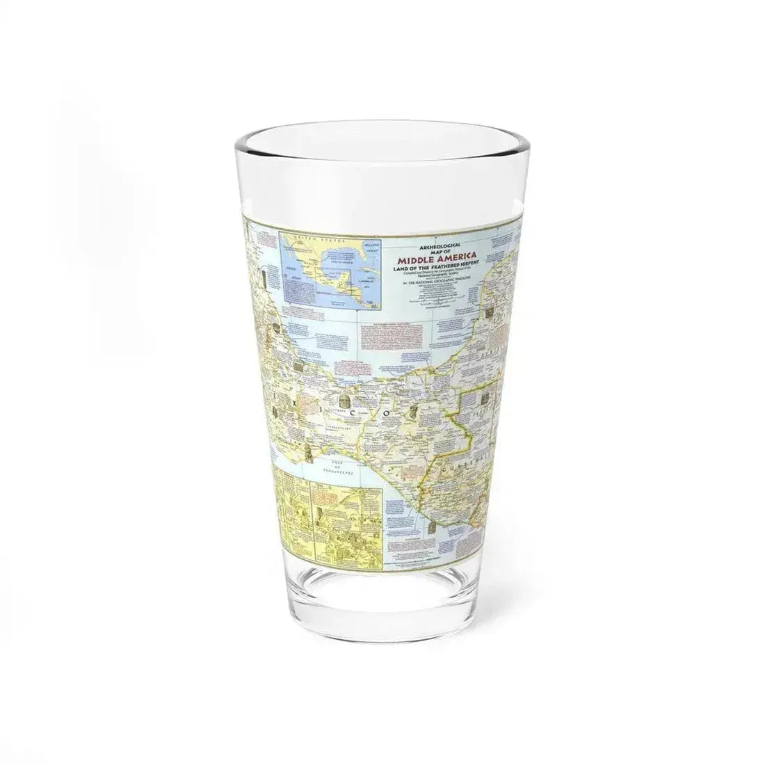 Central America - Archeological Map 1 (1968) (Map) Pint Glass 16oz - Go Mug Yourself