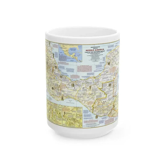 Central America - Archeological Map 1 (1968) (Map) White Coffee Mug 15oz - Go Mug Yourself