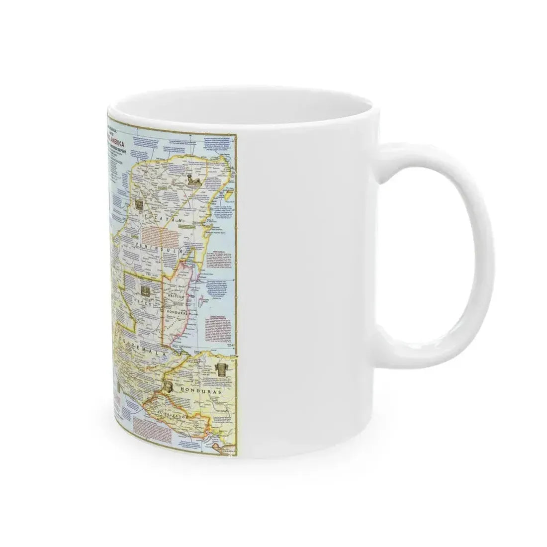 Central America - Archeological Map 1 (1968) (Map) White Coffee Mug - Go Mug Yourself