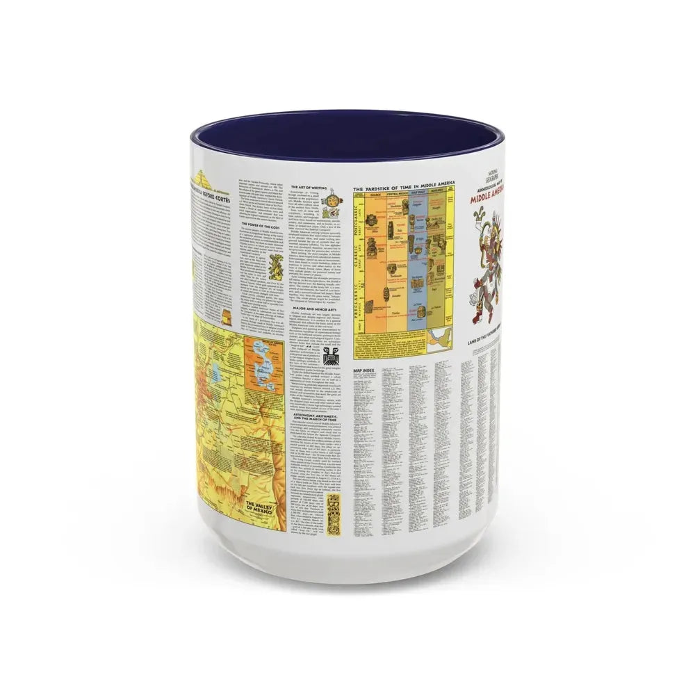 Central America - Archeological Map 2 (1968) (Map) Accent Coffee Mug 15oz Navy - Go Mug Yourself