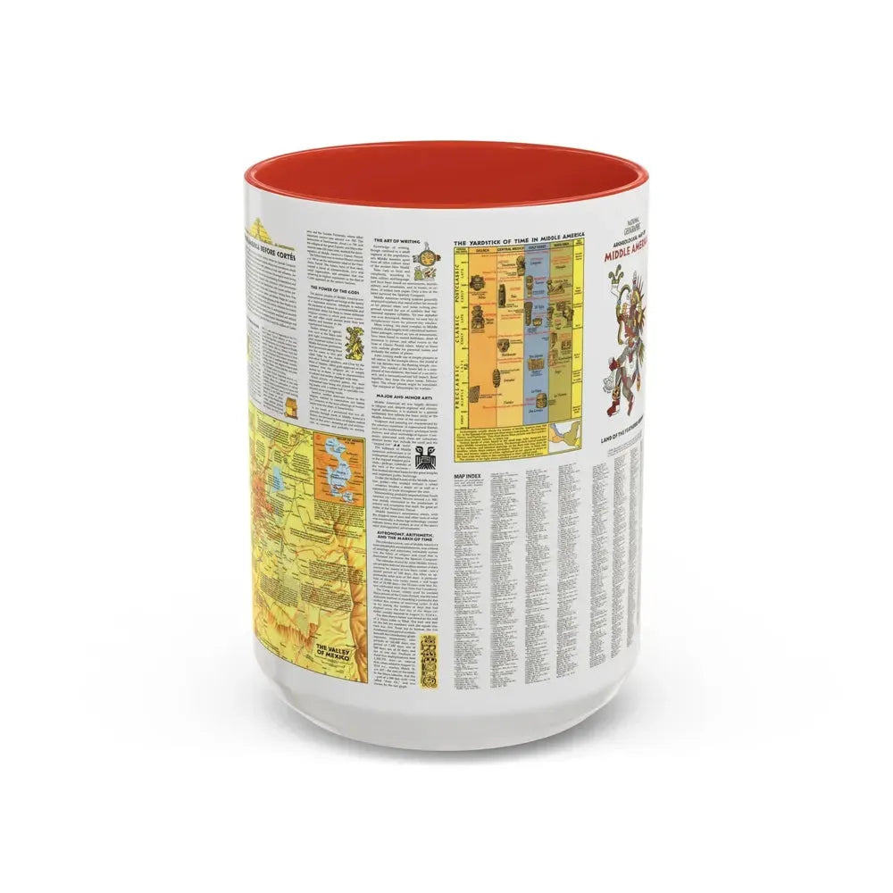 Central America - Archeological Map 2 (1968) (Map) Accent Coffee Mug 15oz Red - Go Mug Yourself