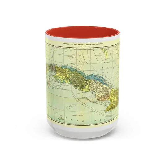 Central America - Cuba (1906) (Map) Accent Coffee Mug 15oz Red - Go Mug Yourself