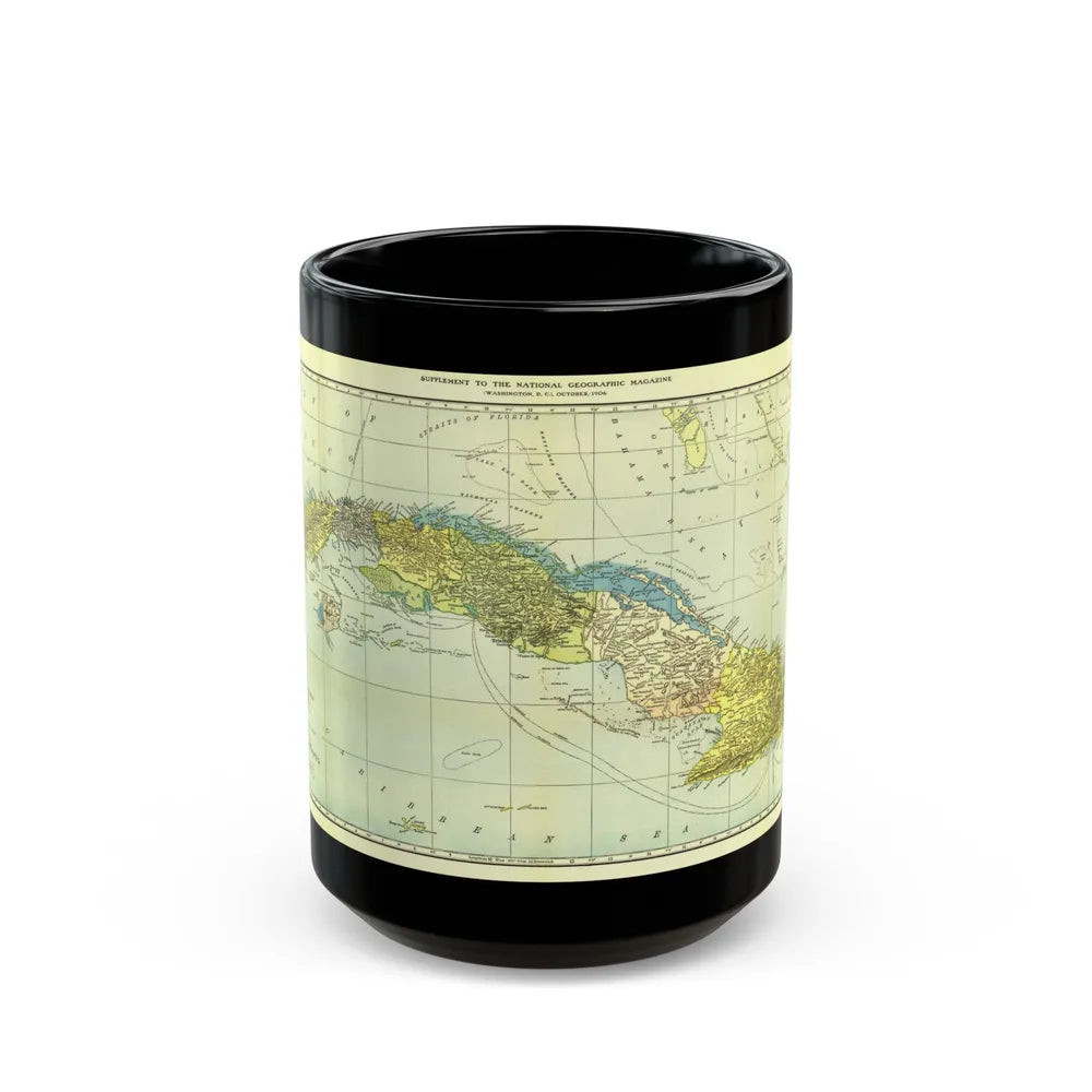 Central America - Cuba (1906) (Map) Black Coffee Mug-15oz-Go Mug Yourself