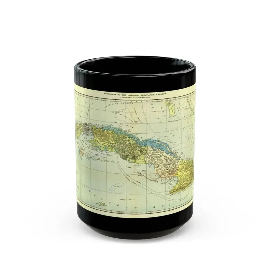 Central America - Cuba (1906) (Map) Black Coffee Mug 15oz - Go Mug Yourself
