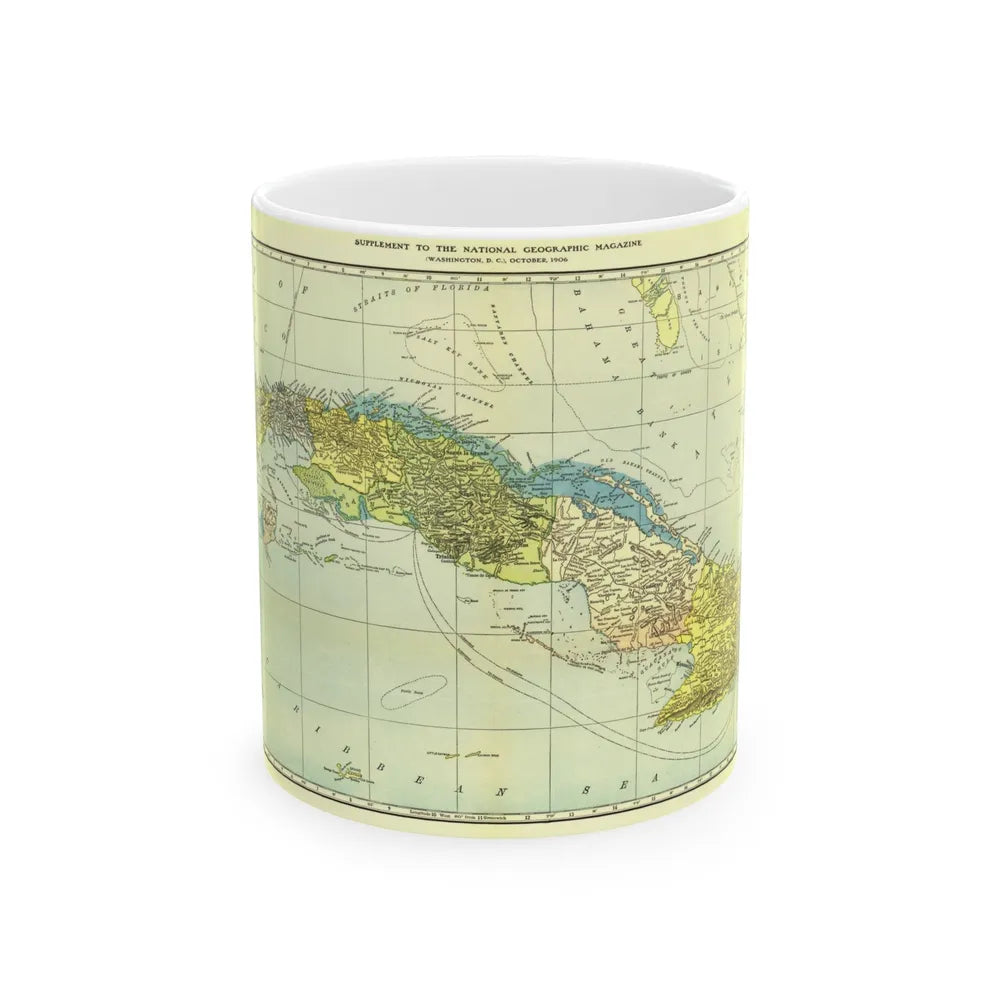 Central America - Cuba (1906) (Map) White Coffee Mug-11oz-Go Mug Yourself